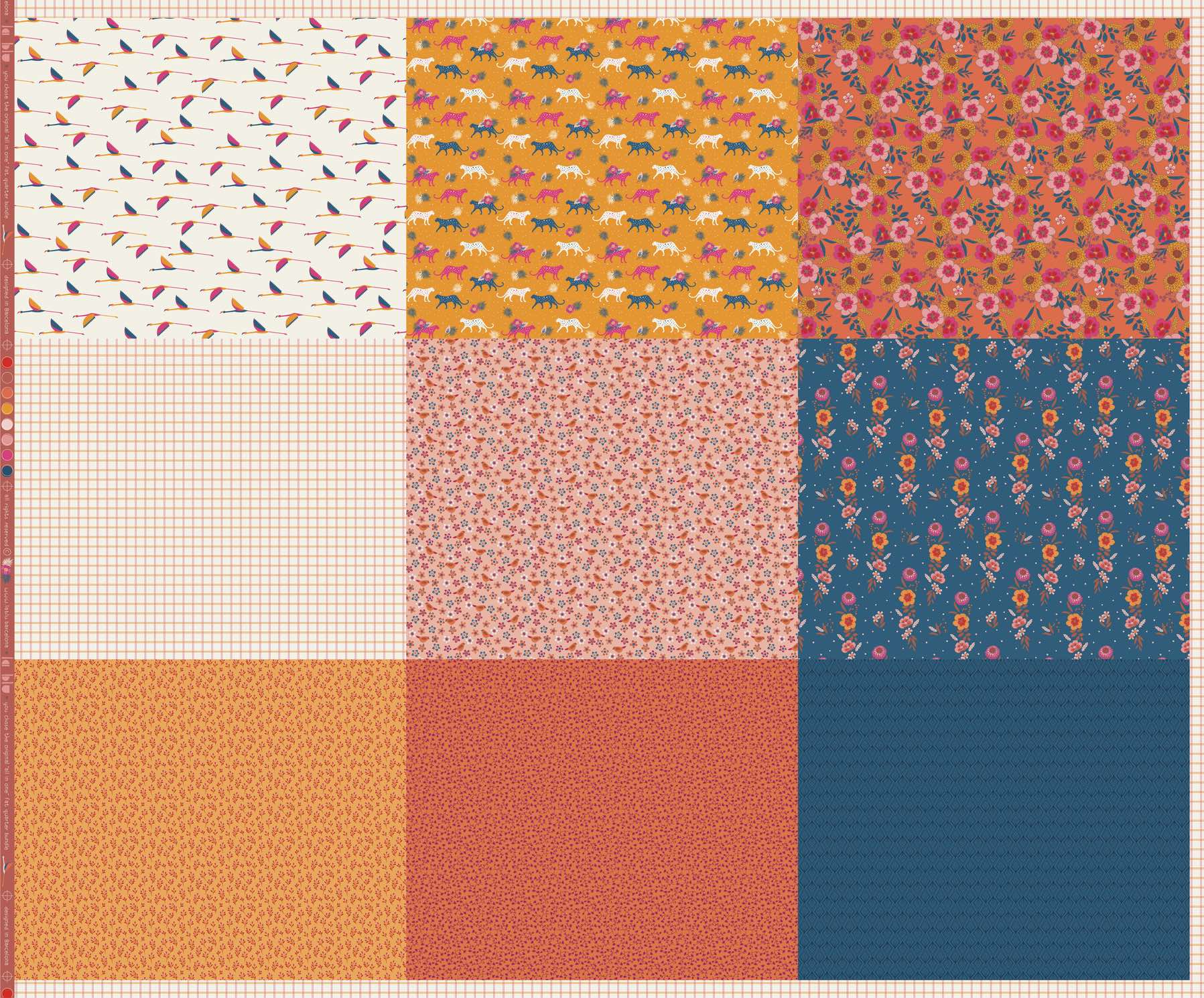 Panel All in One Wild Orange de la blu – estampados coordinados de la colección Wild Orange