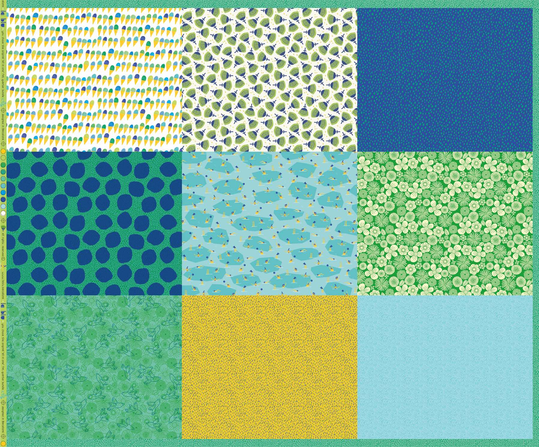 Panel All in One Summer Bliss de la blu – nueve estampados coordinados de una misma colección