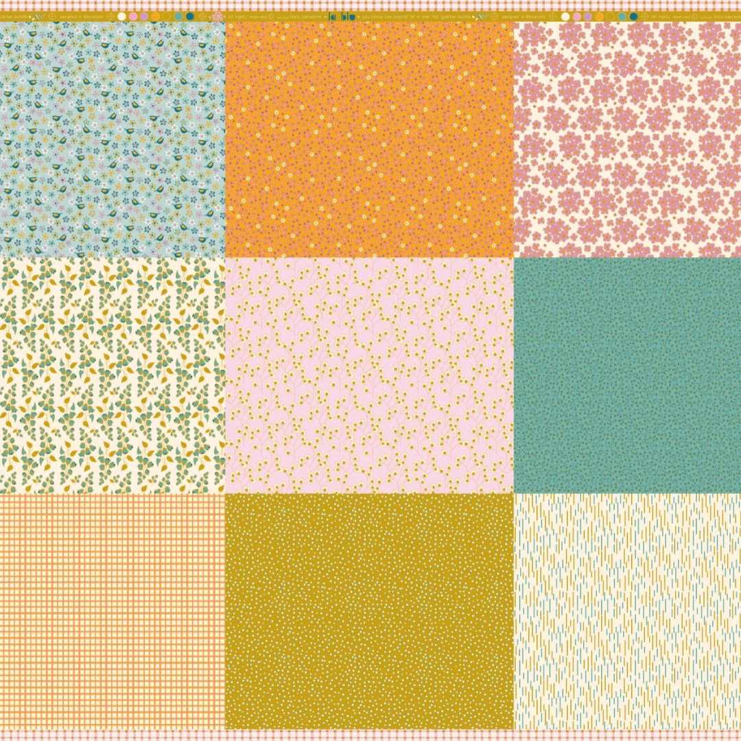 Panel All in One Sweet June de la blu – los nueve fat quarters coordinados de la colección