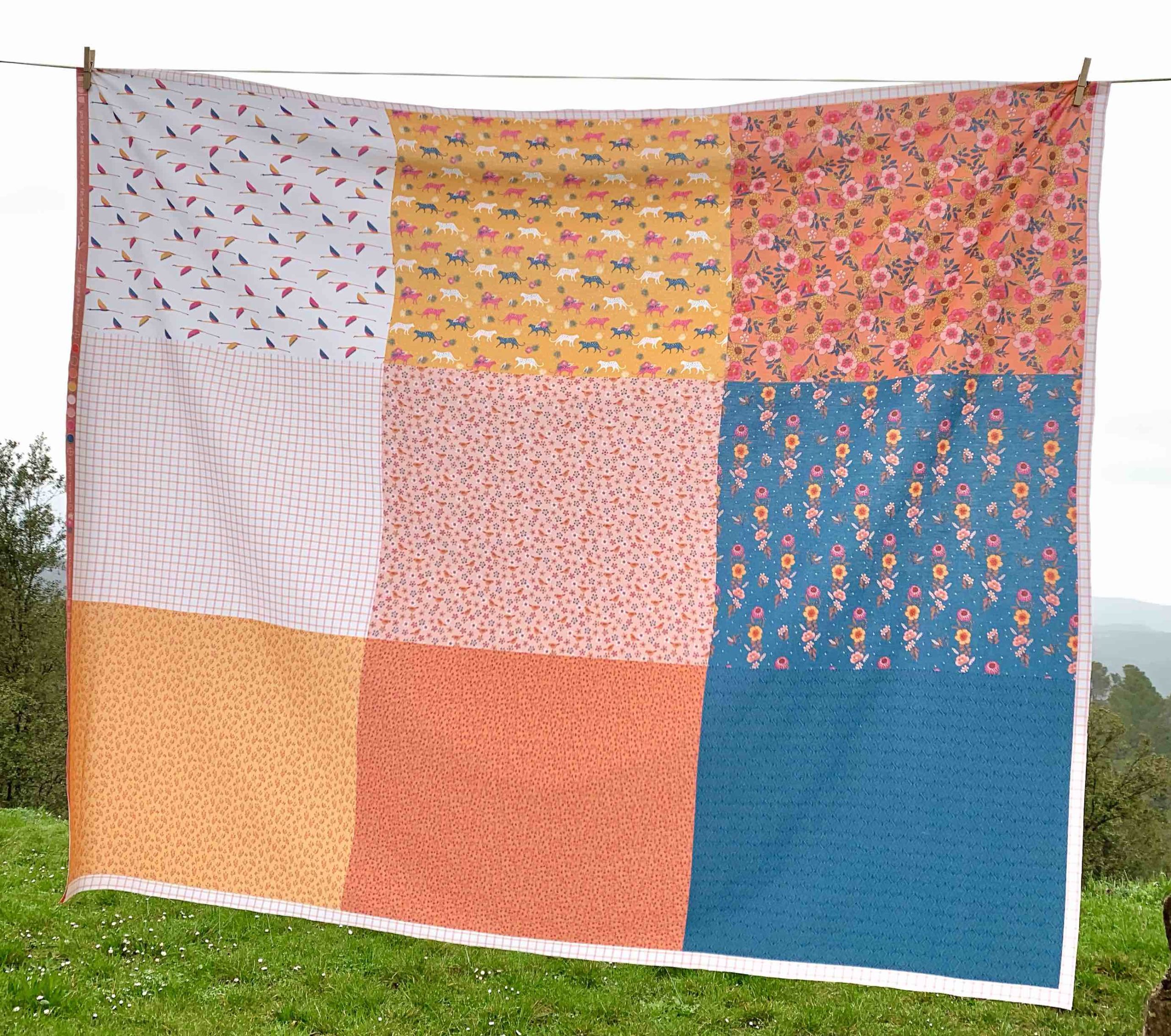 Panel All in One Wild Orange de la blu – los nueve fat quarters coordinados de la colección