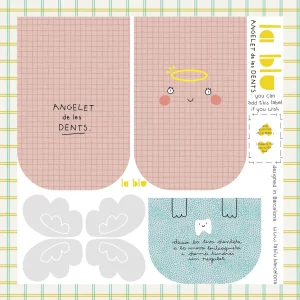 Panel de tela para cortar y coser para coser la bolsita del Angelet de les Dents para cuando les caen los dientes a los niños.