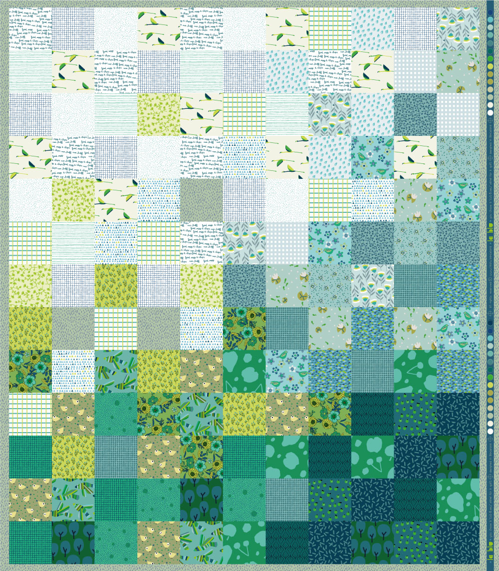 Quilt Poppy Green - Panel para acolchar directamente