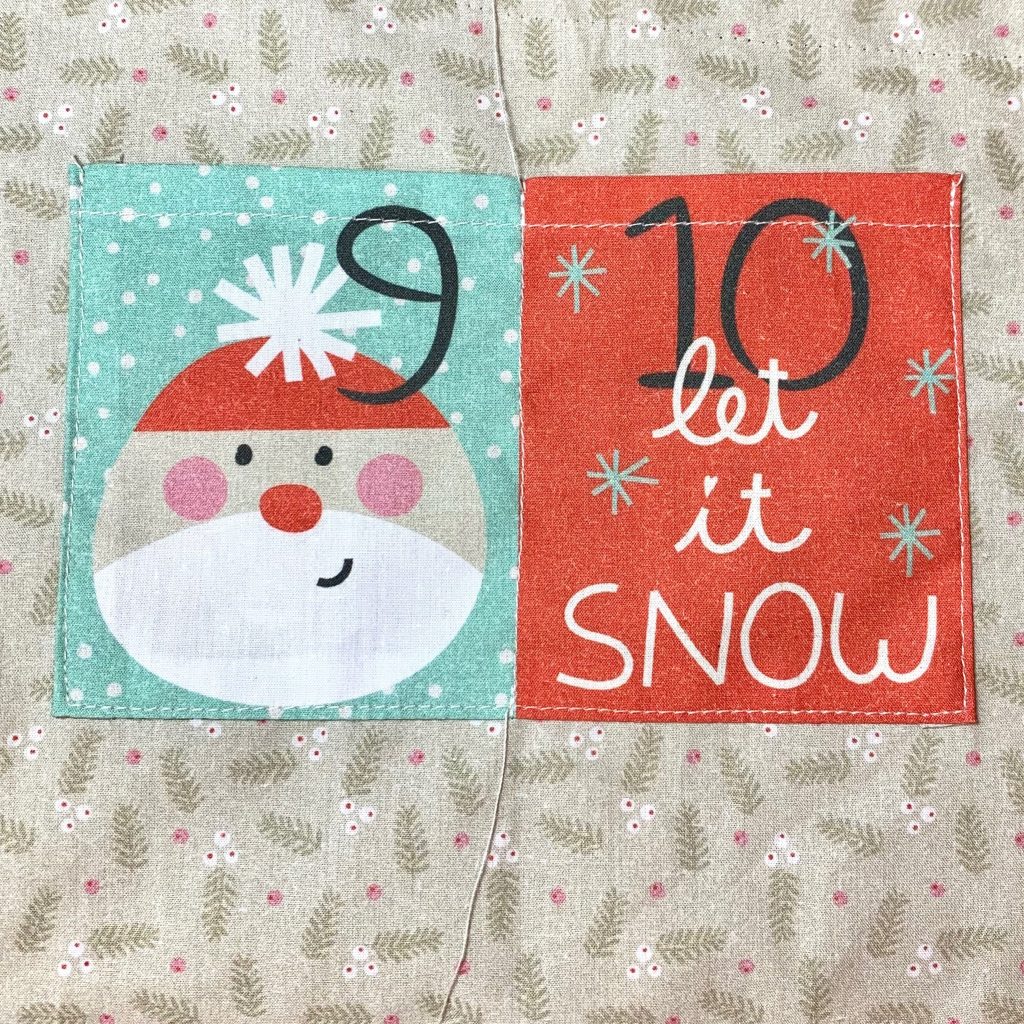 Coser las líneas de separación entre las ventanas de la hilera del calendario de adviento