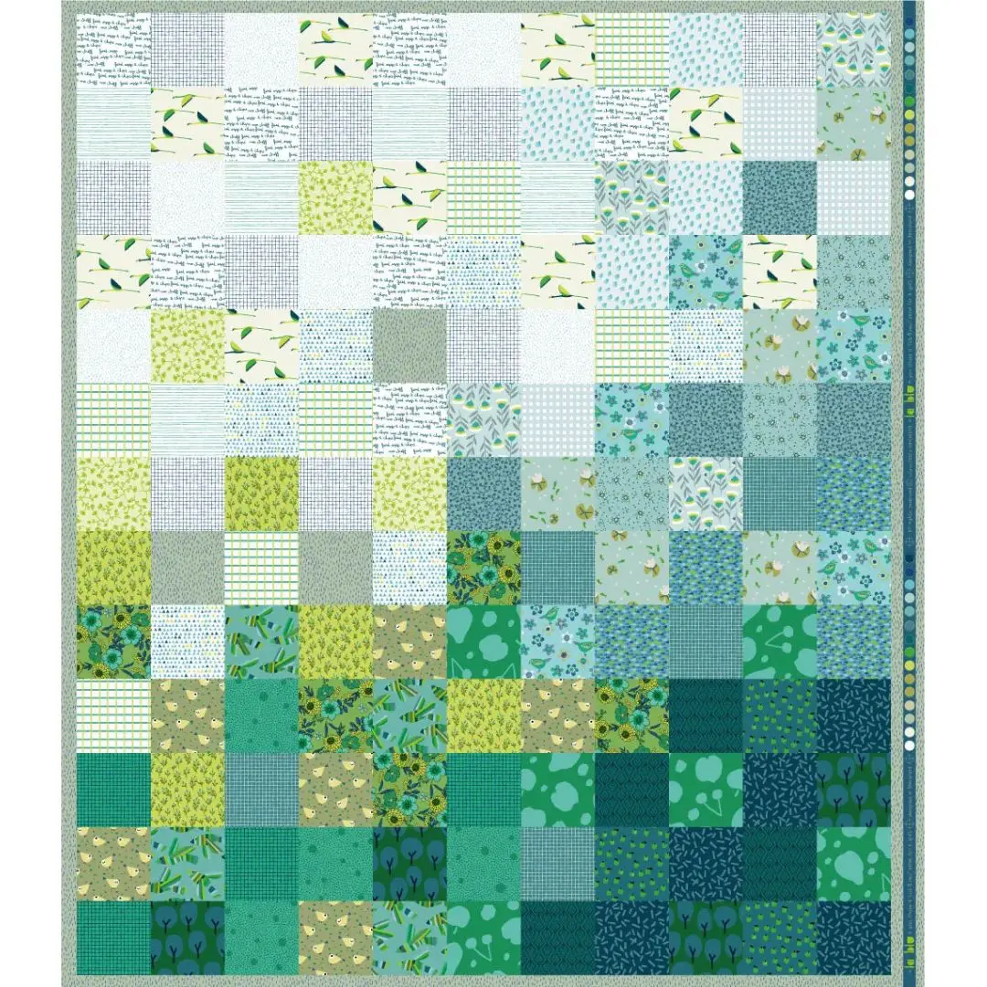 Panel Ready to Sew Quilt Poppy Green de la blu