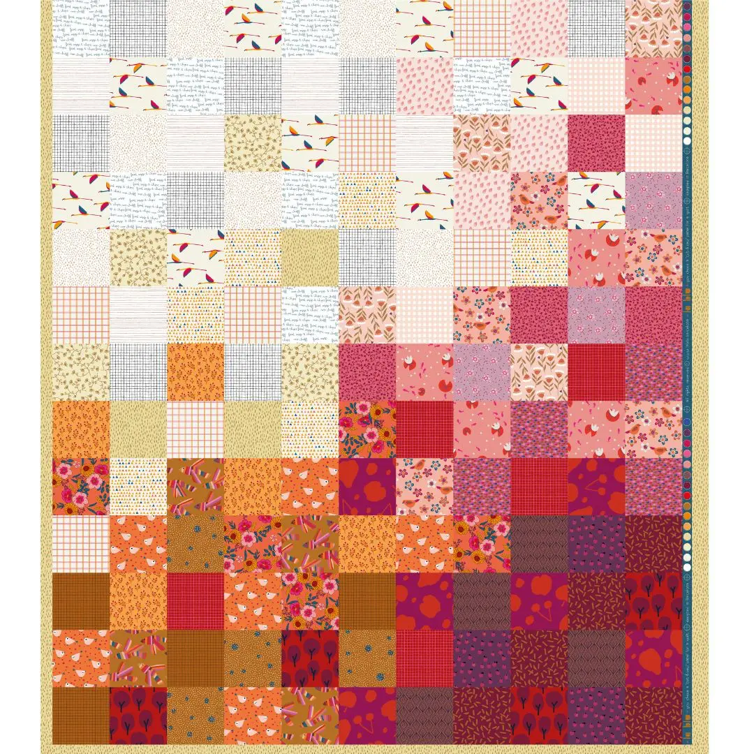 Panel Ready to Sew Quilt Poppy Pink de la blu