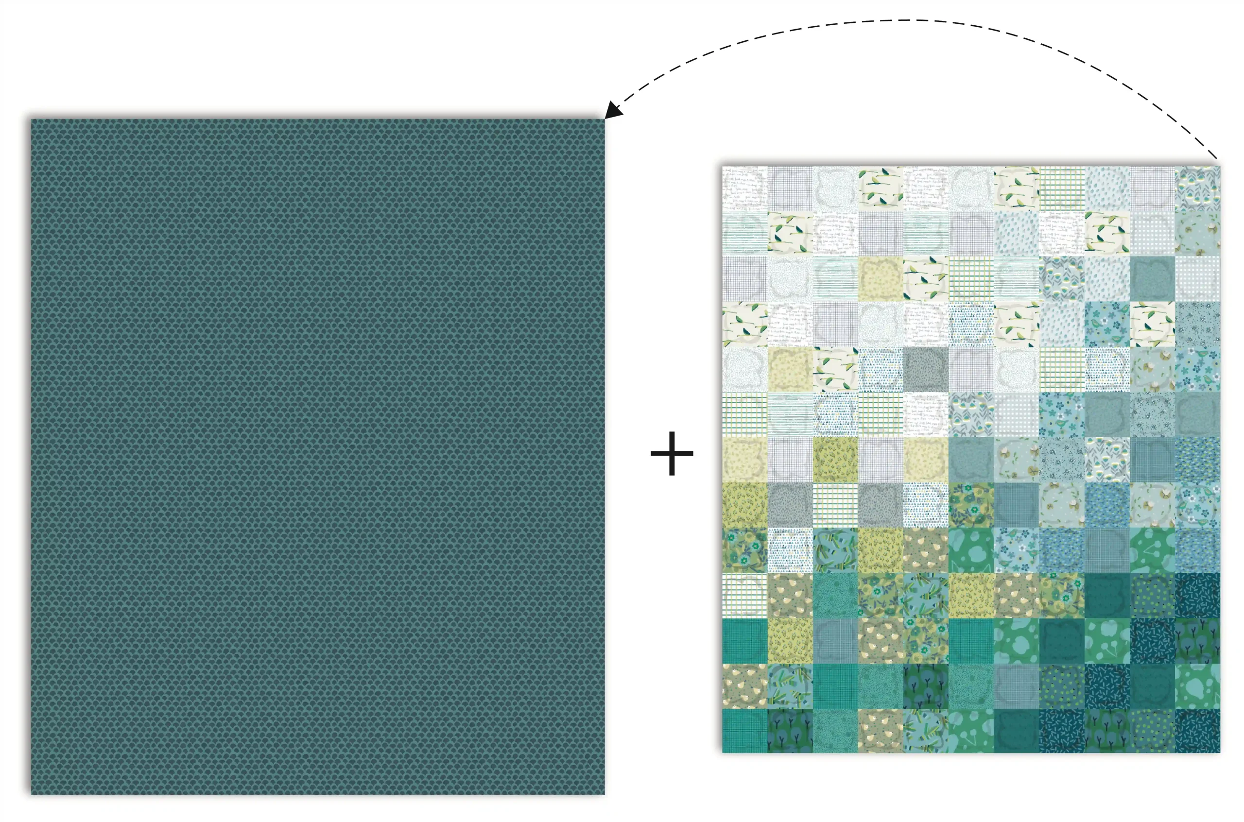 Bubble quilt colocado sobre la tela trasera