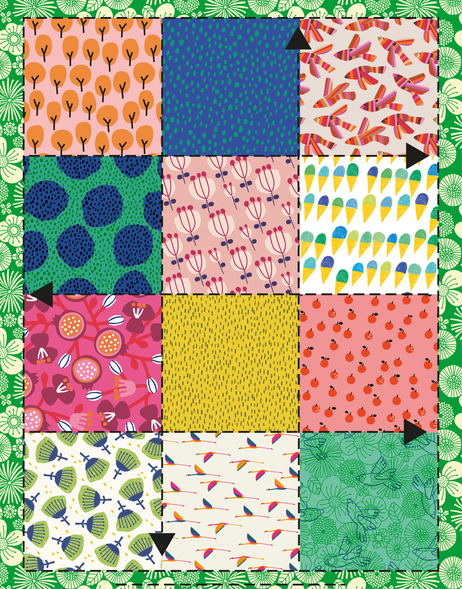 Acolchar el quilt del Ninu pasando la máquina por los cuadritos