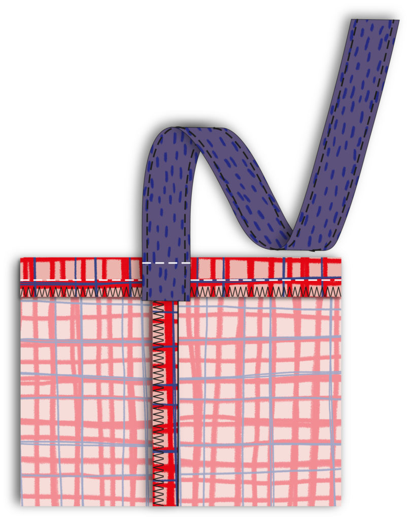 Coser el perímetro de la apertura de la tote bag del Ninu para fijar el asa