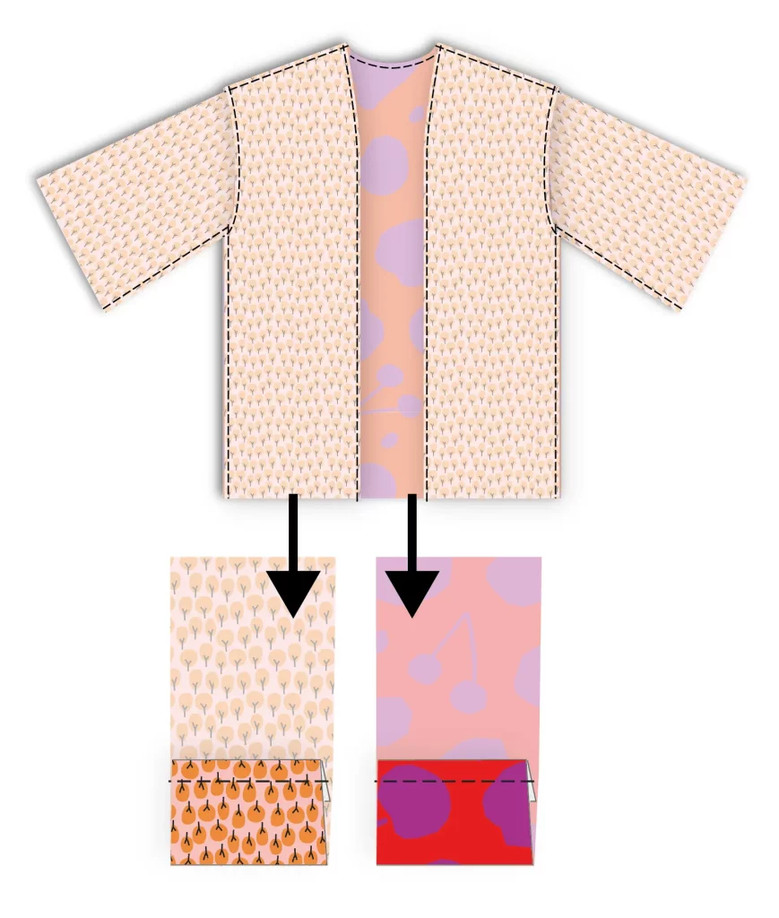 Dar la vuelta al kimono de tela introduciendo la mano por la abertura del bajo