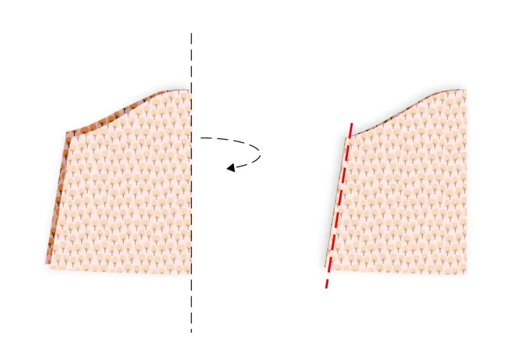 Coser las mangas del kimono: doblar al hilo y coser desde la sisa hasta la boca de manga a 1 cm